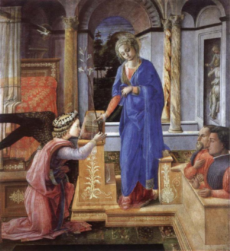 Fra Filippo Lippi The Annunciation with two kneeling donors Sweden oil painting art